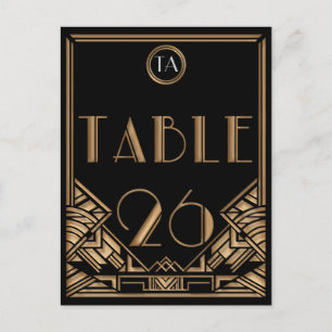 Black Gold Art Deco Gatsby Style Table Number 26 Postcard