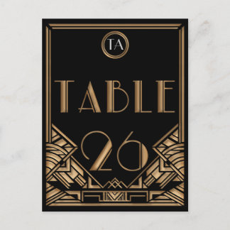 Black Gold Art Deco Gatsby Style Table Number 26 Postcard