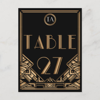 Black Gold Art Deco Gatsby Style Table Number 27 Postcard