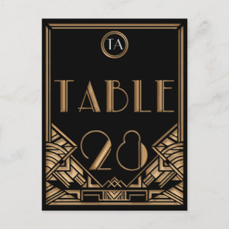 Black Gold Art Deco Gatsby Style Table Number 28 Postcard