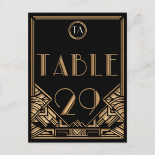 Black Gold Art Deco Gatsby Style Table Number 29 Postcard