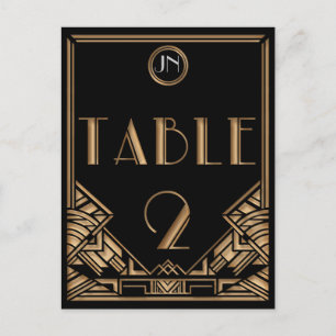 Black Gold Art Deco Gatsby Style Table Number 2 Postcard