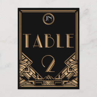 Black Gold Art Deco Gatsby Style Table Number 2 Postcard