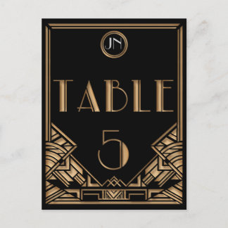 Black Gold Art Deco Gatsby Style Table Number 5 Postcard