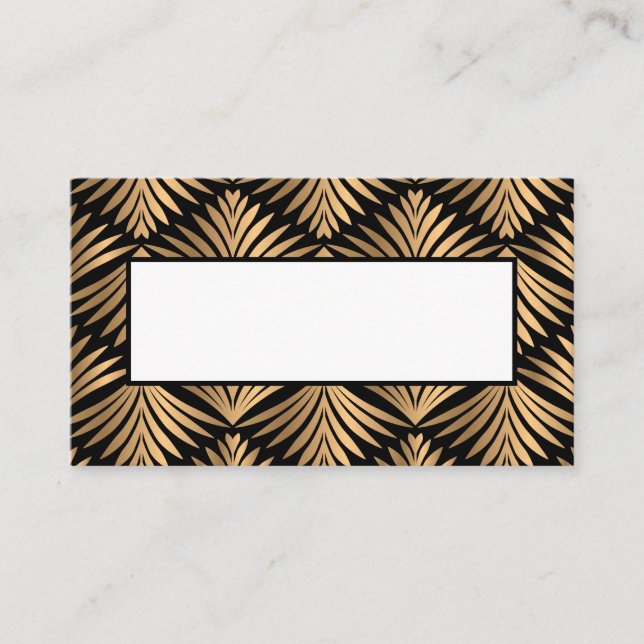 Black Gold Art Deco Gatsby Wedding Elegant Party Place Card (Front)