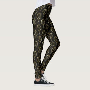 Black & Gold Art Deco Pattern  Leggings