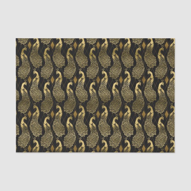 Black gold art deco pattern party tissue paper (Front)