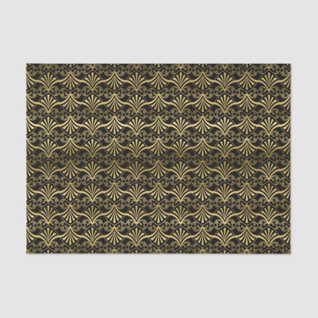Black gold art deco pattern party tissue tissue paper (Front)