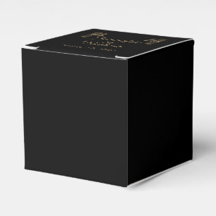 Black Gold Art Deco Peacock Wedding Favor Box