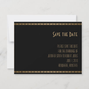 Black Gold Art Deco Peacock Wedding Save the Date