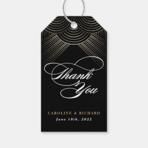 Black Gold Art Deco String Lights Gift Tag