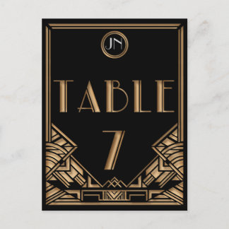 Black Gold Art Deco Style Table Number 7 Postcard