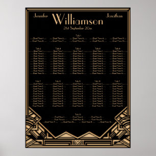 Black Gold Art Deco Style Wedding Seating Chart