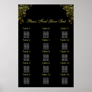 Black Gold Art Deco Wedding Seating Chart