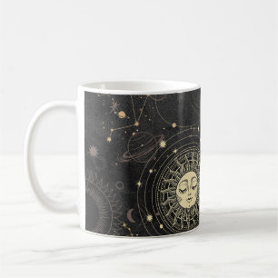 Black Gold Astrological Pattern Coffee Mug
