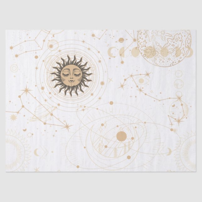 Black Gold Astrological Pattern Tissue Paper (Front)