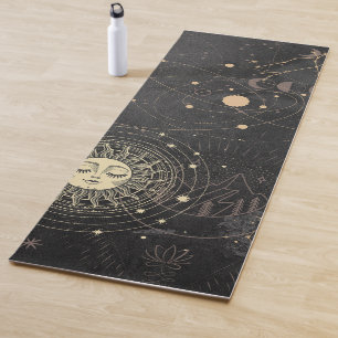 Black Gold Astrological Pattern Yoga Mat