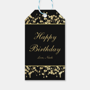 Black & Gold Babys Breath Floral Gift Tag