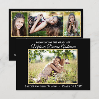 Black/Gold Background - 3x5 Grad Announcement