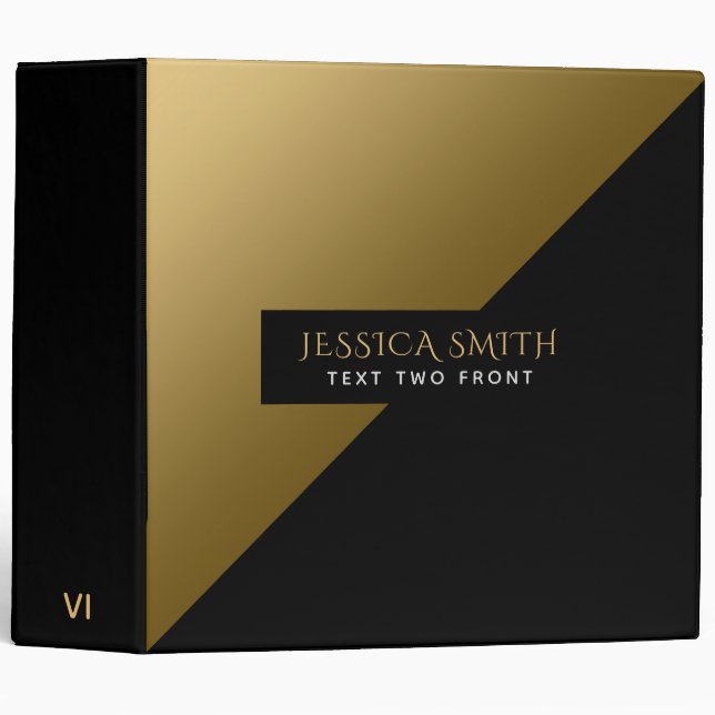 Black Gold Background Gold Sparkles Binder (Front/Spine)