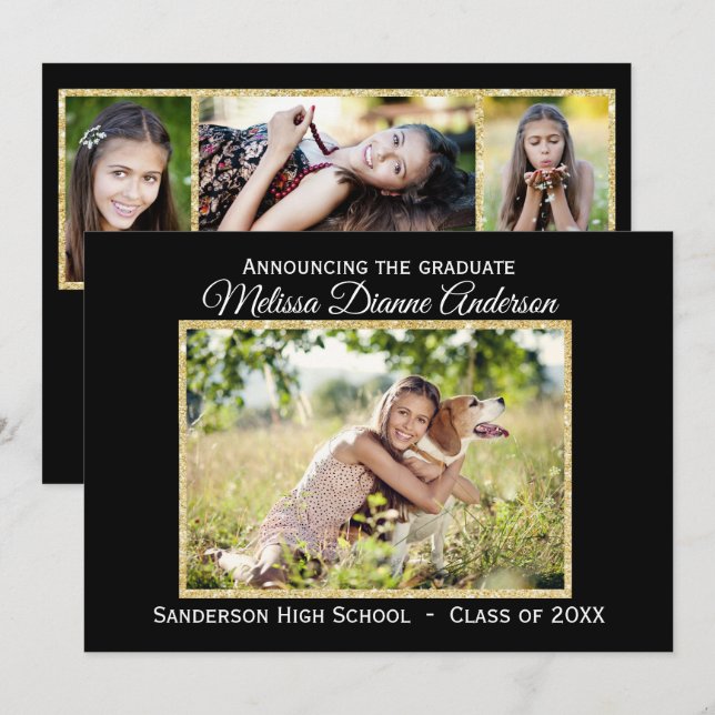 Black/Gold Background - Grad Announcement (Front/Back)