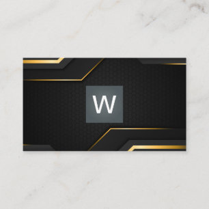 Black Gold Background   Monogram Classic Business Card