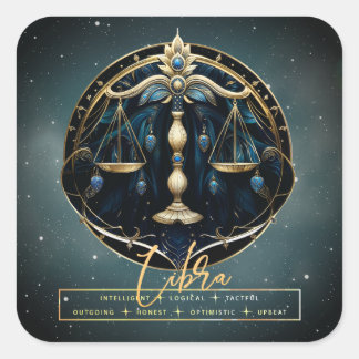 Black Gold Balance Zodiac Sign Constellation Libra Square Sticker
