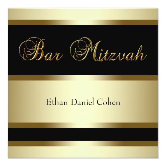 Black Gold Bar Mitzvah Invitations
