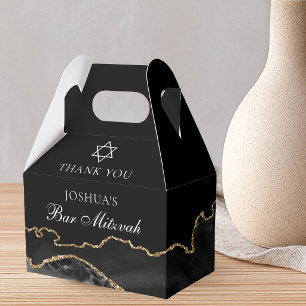Black Gold Bar Mitzvah Personalized Party Favor Box
