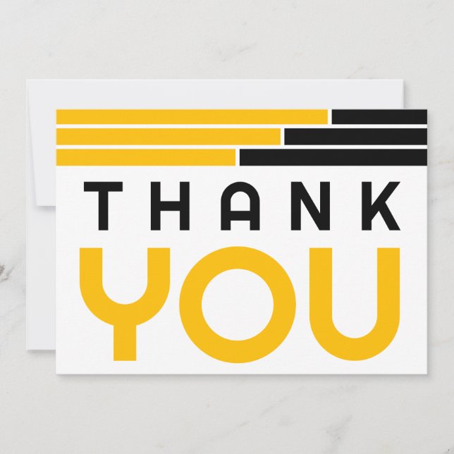 Black & Gold Bars Grad Party Thank You (Front)