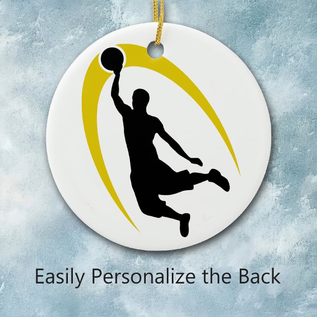 Black Gold Basketball Logo Personalized Ceramic Ornament (Creator Uploaded)
