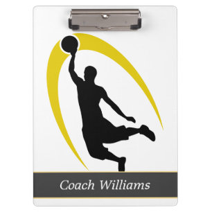 Black Gold Basketball Personalized Clipboard