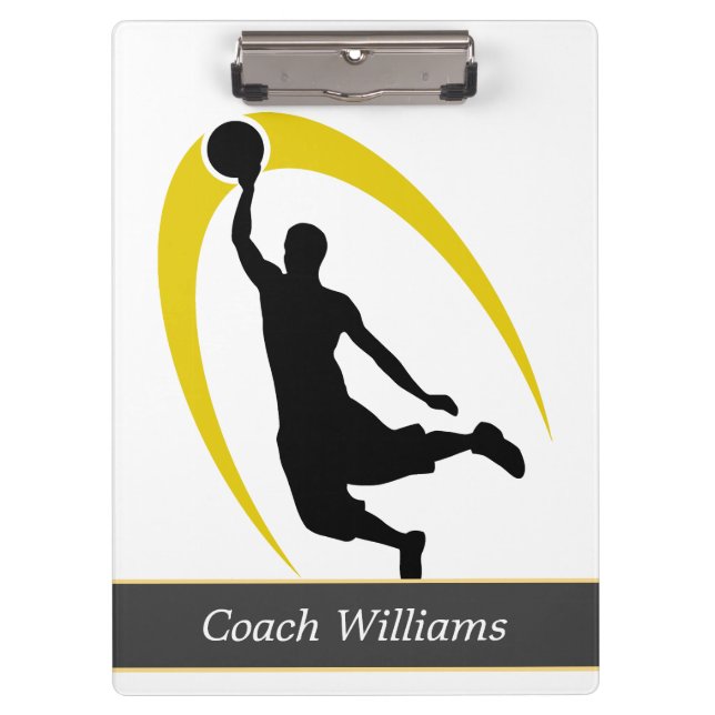 Black Gold Basketball Personalized Clipboard (Front)