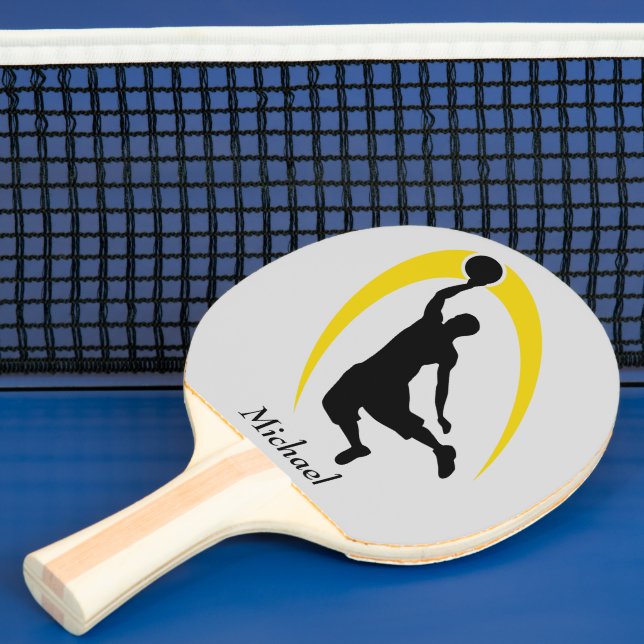 Black Gold Basketball Player Personalized Ping Pong Paddle (Insitu)