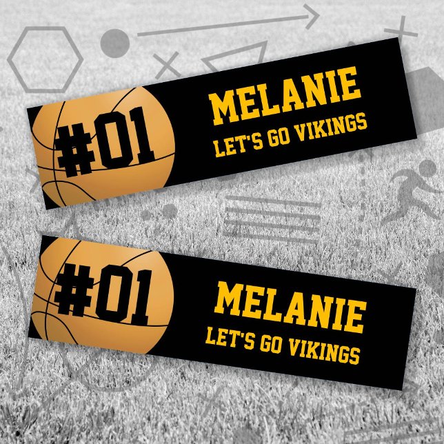 Black Gold Basketball Team Bumper Sticker (Black and Gold Baseball Let's Go Team Bumper Sticker. Celebrate your high school or college athlete.)