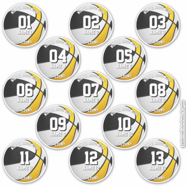 black gold basketball team colours 13 athletes (Front)