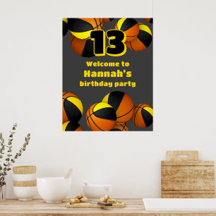 black gold basketball team colours party welcome poster