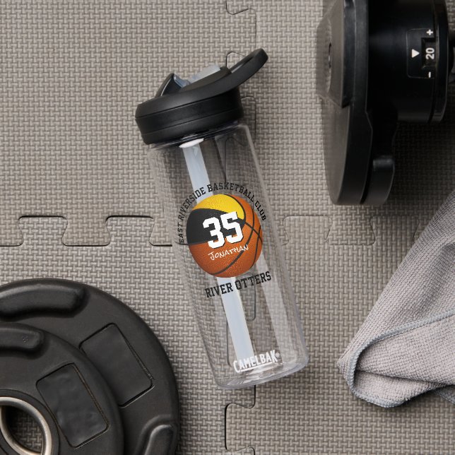 Black gold basketball team colours personalized water bottle (Gym)