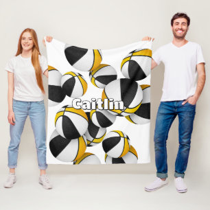 black gold basketball team colours sports decor fleece blanket