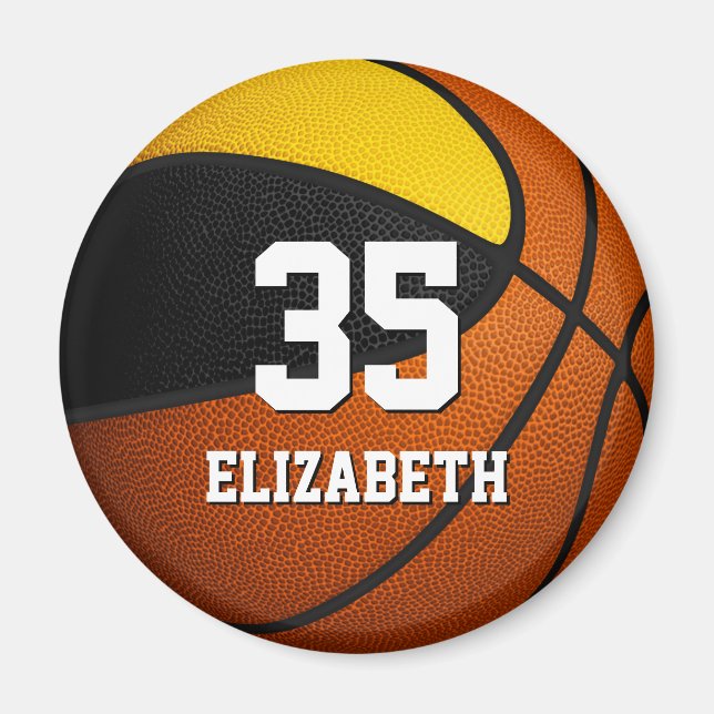 black gold basketball team spirit gifts magnet (Front)