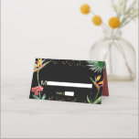 Black Gold Bat Mitzvah Tropical Floral Watercolor Place Card<br><div class="desc">No Bat Mitzvah party is complete without personalized place cards. Let your favourite Bat Mitzvah be proud, rejoice and celebrate her milestone at her perfectly coordinated party. Stylish, stunning, colourful, tropical watercolor bird of paradise flowers, faux gold Star of David and glitter dots, along with modern sans serif type, overlay...</div>
