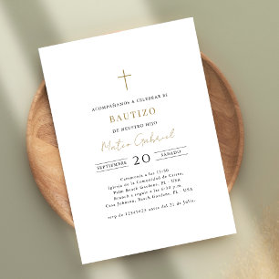 Black & Gold Bautizo De Género Neutro Invitation