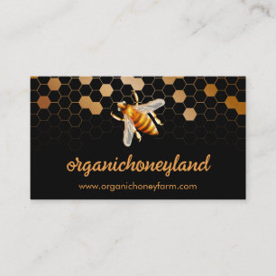 Black Gold Bee on Honeycomb Apiary Business Card