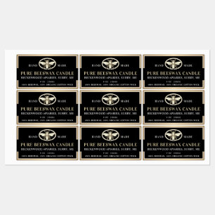 Black Gold Beeswax Candle Rectangle Heraldic Bee  