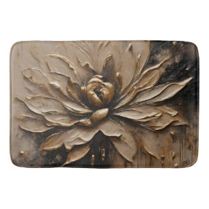 Black Gold Beige Brown Abstract Bath Mat