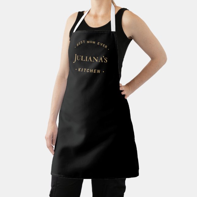 Black Gold Best mom Ever Personalized Kitchen Apron (Insitu)