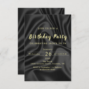 Black & Gold Birthday Invitation