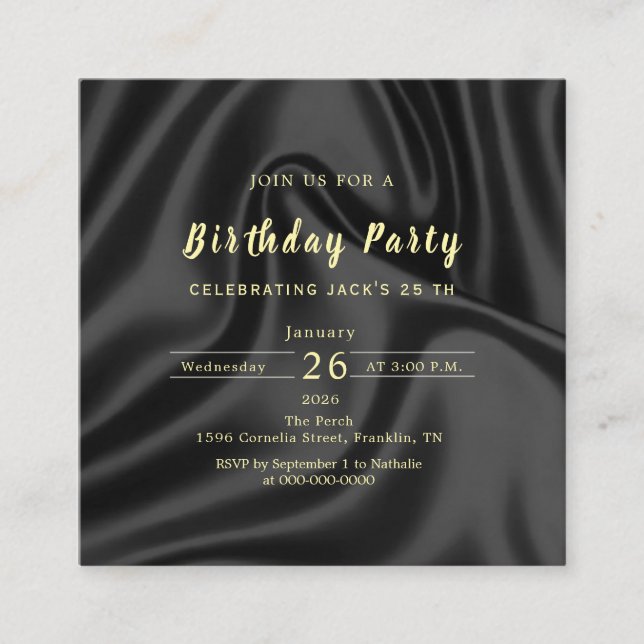 Black & Gold Birthday Invitation (Devant)