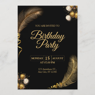 Black & Gold Birthday Invitation – Chic Party Card