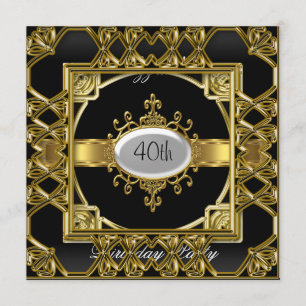 Black Gold  Birthday Party Invitation Black Gold